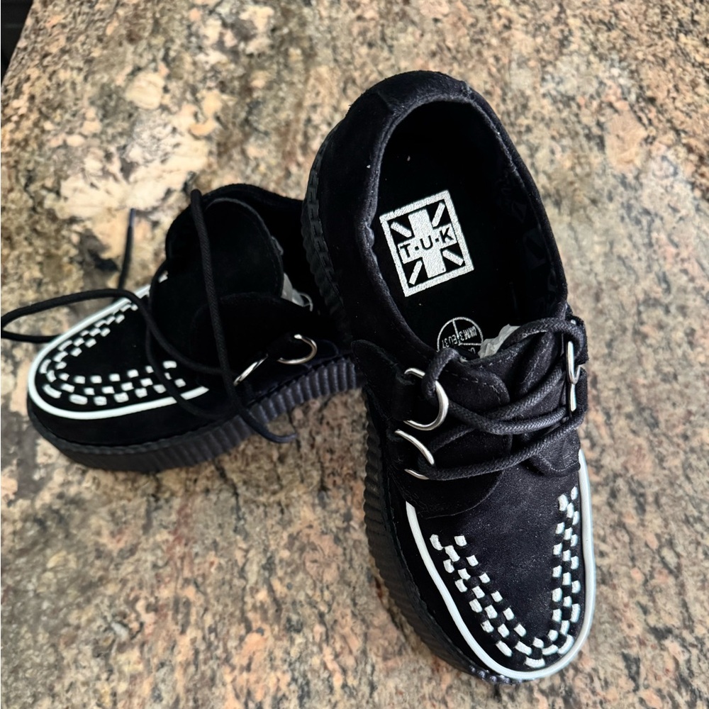 T.U.K Kids Black and White Sneakers